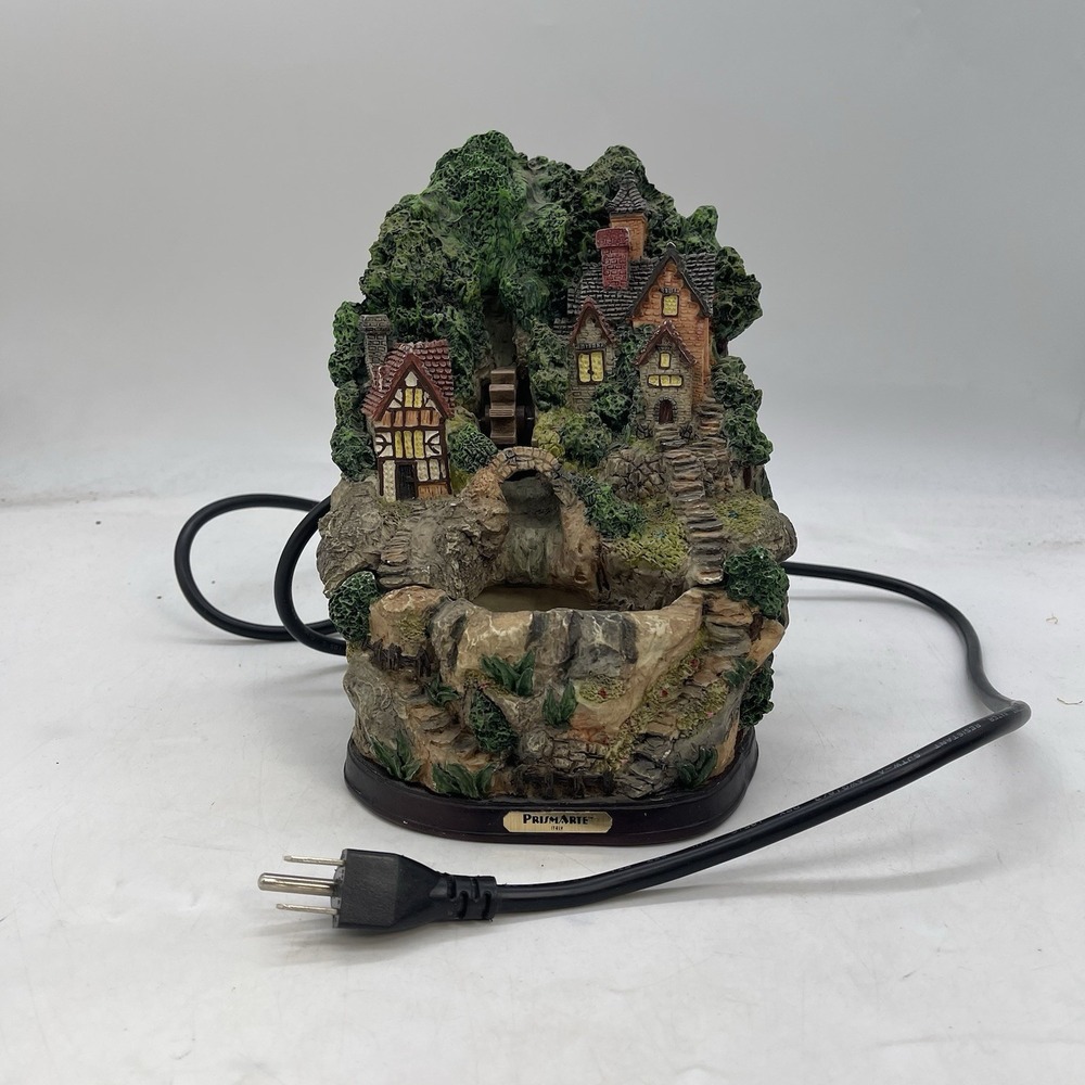 Prismarte Cottage Village Tabletop Fountain Resin Mill Colorful Needs New Motor